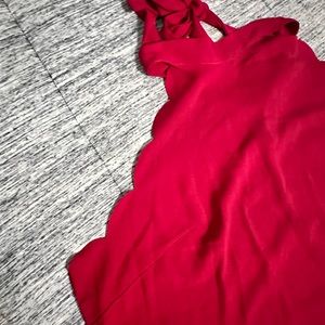 Red halter-tie dress